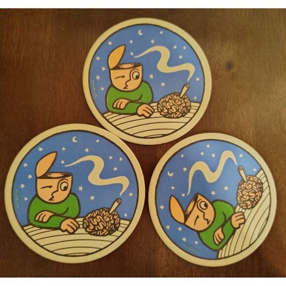 Set of 3 The Bulldog Amsterdam Cannabis Coffee Shop Coaster Barware Cardboard - Picture 2 of 2